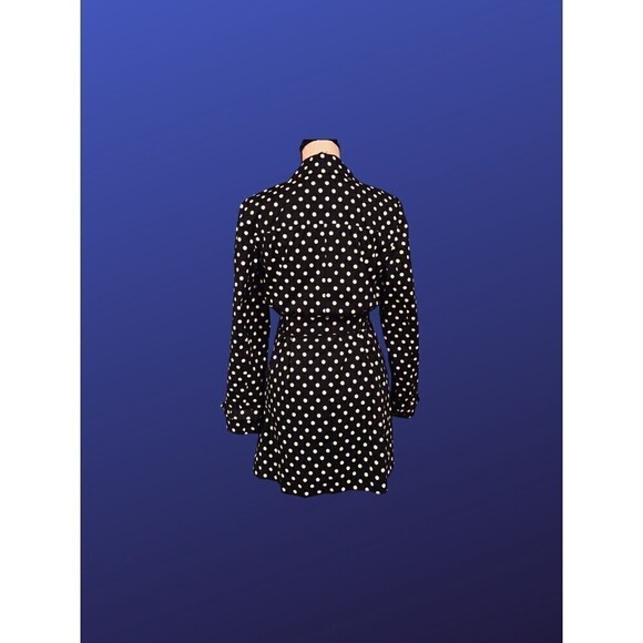 CHARTER CLUB Double-Breast Raincoat/Trench, BLACK/WHITE POLKA DOT, Size M, NWOT - Picture 2 of 9